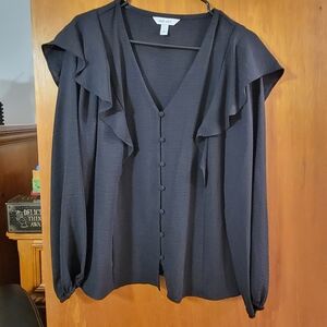 Nine West Black Ruffled Blouse